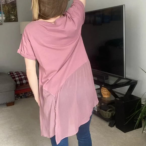 Anthropologie Akemi & Kin Embroidered Mauve Tunic Top - Picture 7 of 8
